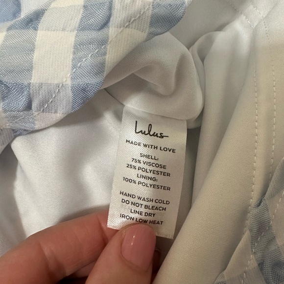 Lulu’s Daintily Dreaming White and Blue Sleeveless Gingham Midi Dress - Picture 6 of 7